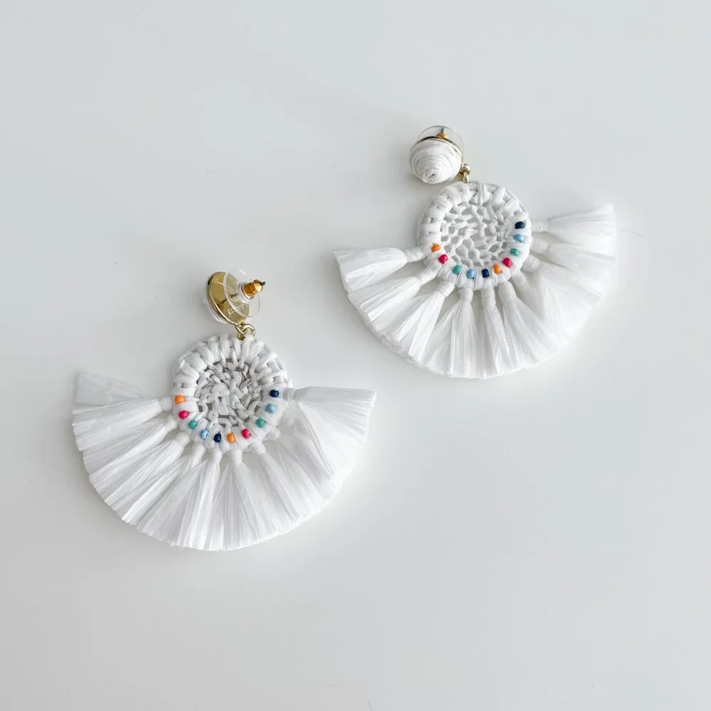 J. Crew Factory Fan Statement Earrings (White) - Picture 1 of 3